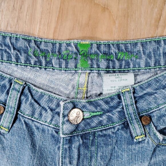 💜Vintage Iris Blue Distressed Boot Cut Jeans Size 9/30 - Picture 10 of 12